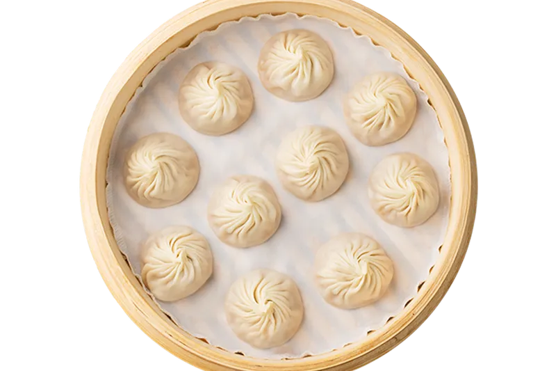 Steamer basket of xiao long bao at Din Tai Fung