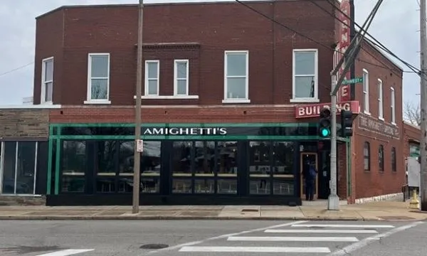 Storefront exterior of Amighetti's on The Hill
