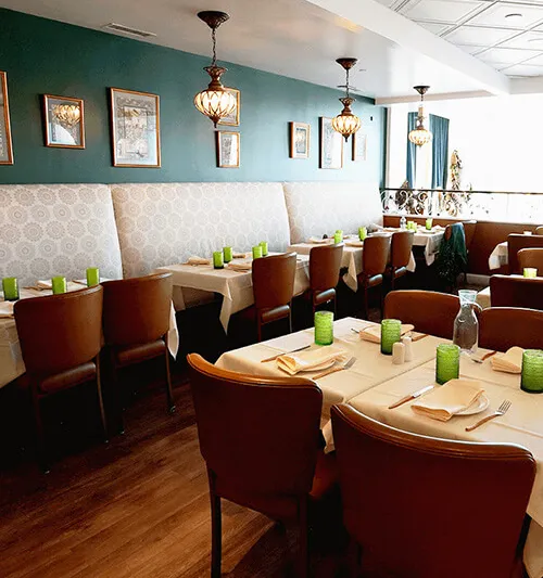 Dining room at Moghul Restaurant in Edison, New Jersey