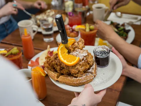 Chicken and waffles from Screen Door Eastside