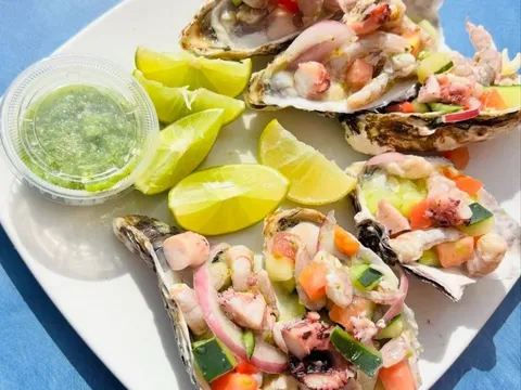 Seafood tostadas from Mariscos El Barba Negra
