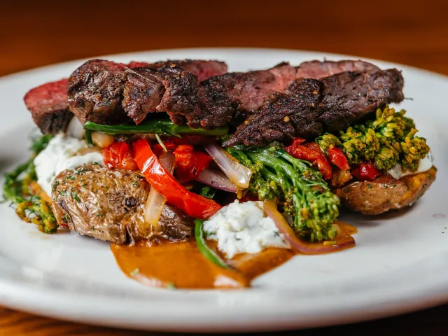 Marinated hanger steak at Alba in Des Moines