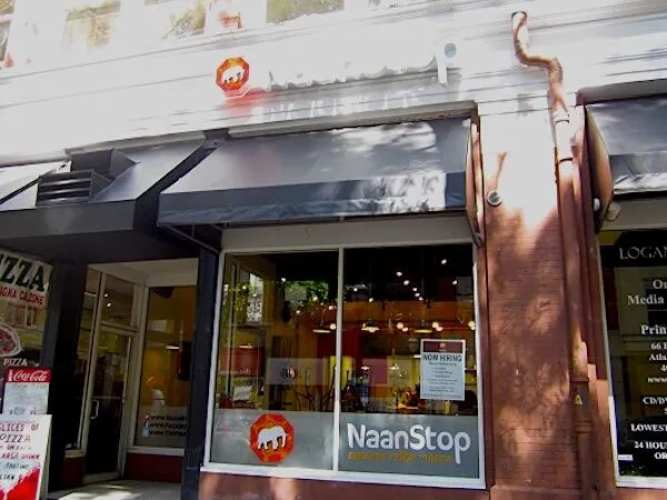 NaanStop Downtown storefront on Broad Street