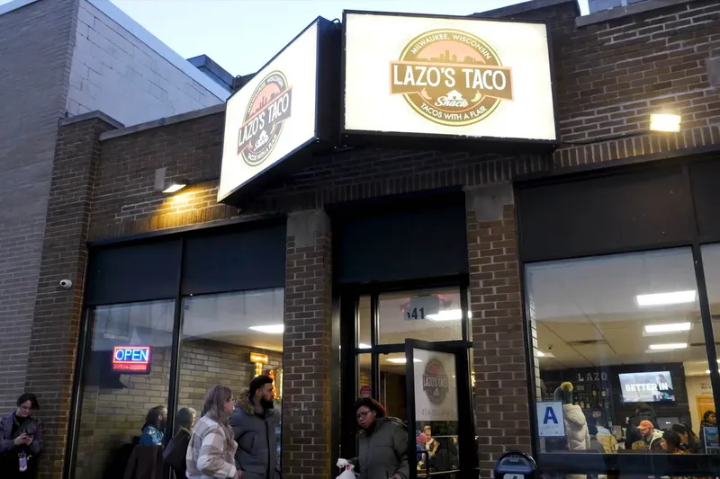 Storefront and signage of Lazo's Taco Shack