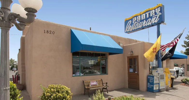 Exterior of The Pantry Restaurant on Cerrillos Road in Santa Fe