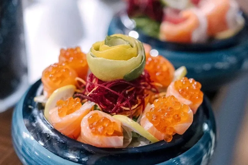 Salmon and roe sashimi dish at Japango