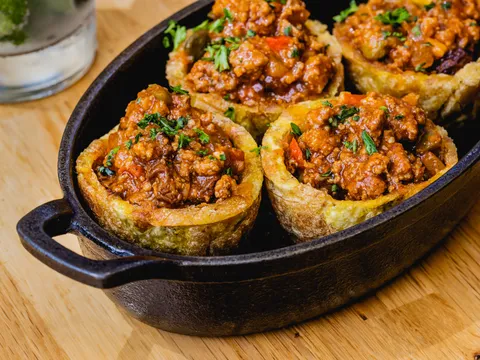 Individual bread bowls of Cuban-style picadillo at Old's Havana Cuban Bar & Cocina