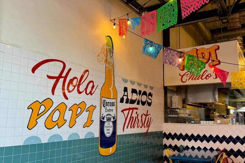 The colorful dining room inside Papi Chulo's in Portland