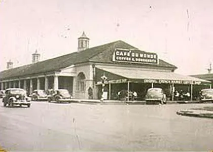 Historic photo of the Cafe du Monde French Market storefront