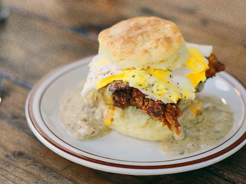 Reggie Deluxe biscuit sandwich from Pine State Biscuits