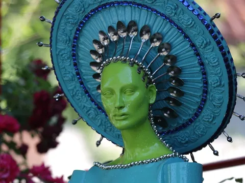 One of Papermoon Diner's whimsical painted mannequin decorations