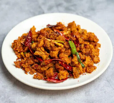 EMei Chongqing spicy chicken with dried red chiles and scallions