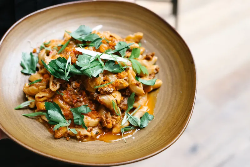 Bowl of heritage-grain pasta held at Spoon and Stable