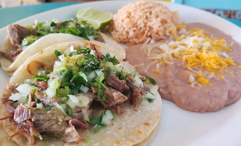 Carnitas tacos from Mango's Mexican Cafe