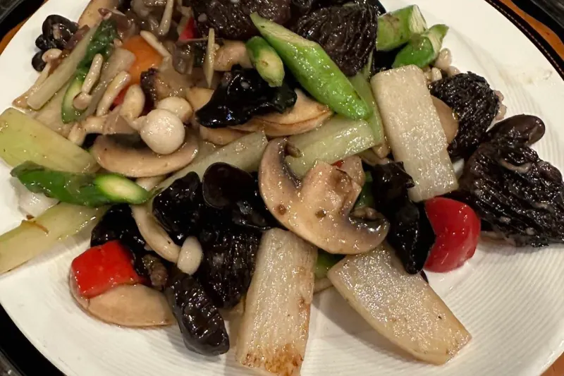 Stir-fried mushrooms and vegetables at Pop Kitchen