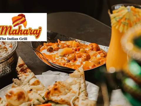 Naan, biryani and curries with a mango drink at Maharaj Indian Grill