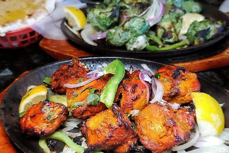 Chicken tikka with onions, green peppers, and lemon at Taj Palace Summerlin