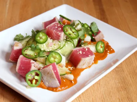 Seared tuna dish at MALO in Des Moines
