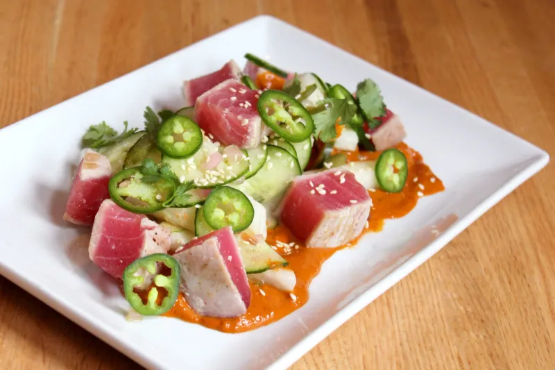 Seared tuna dish at MALO in Des Moines