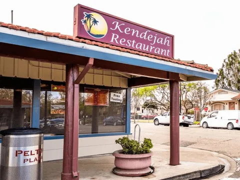 Kendejah Restaurant storefront and sign at Pelton Plaza in San Leandro