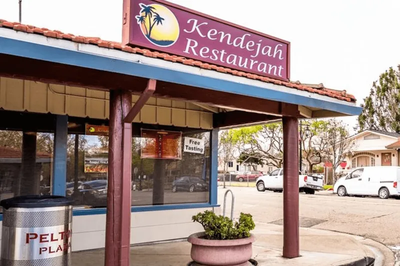 Kendejah Restaurant storefront and sign at Pelton Plaza in San Leandro